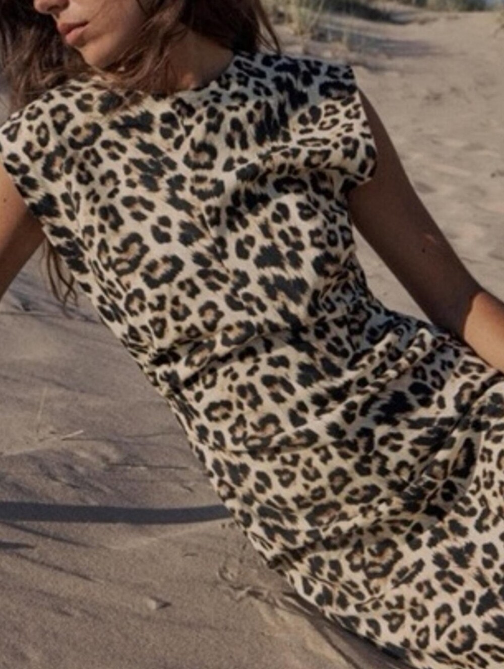 Zara Sleeveless Leopard Print Midi Dress Size XL Like New